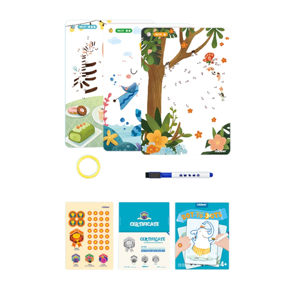 Mideer - Dot-to-Dot Wipe Clean Activity Cards - Reusable Connect the Dots for Kids