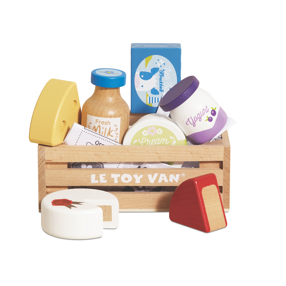 Le Toy Van - Wooden Cheese & Dairy Food Crate - 8pcs