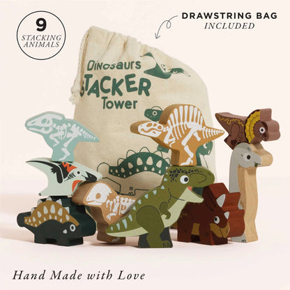Le Toy Van - Wooden Jurassic Stacking Dinosaurs & Bag - 10pcs