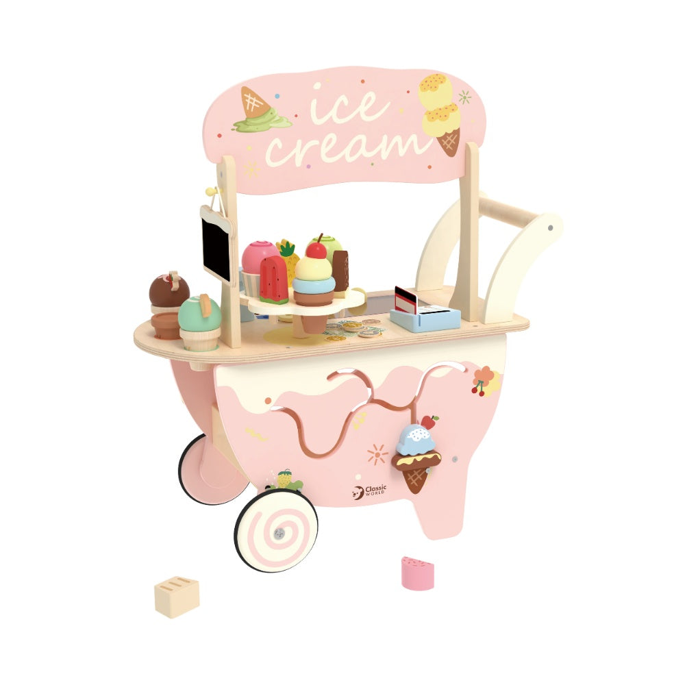Classic World - Pretend & Play - Wooden Ice Cream Cart - 40pcs