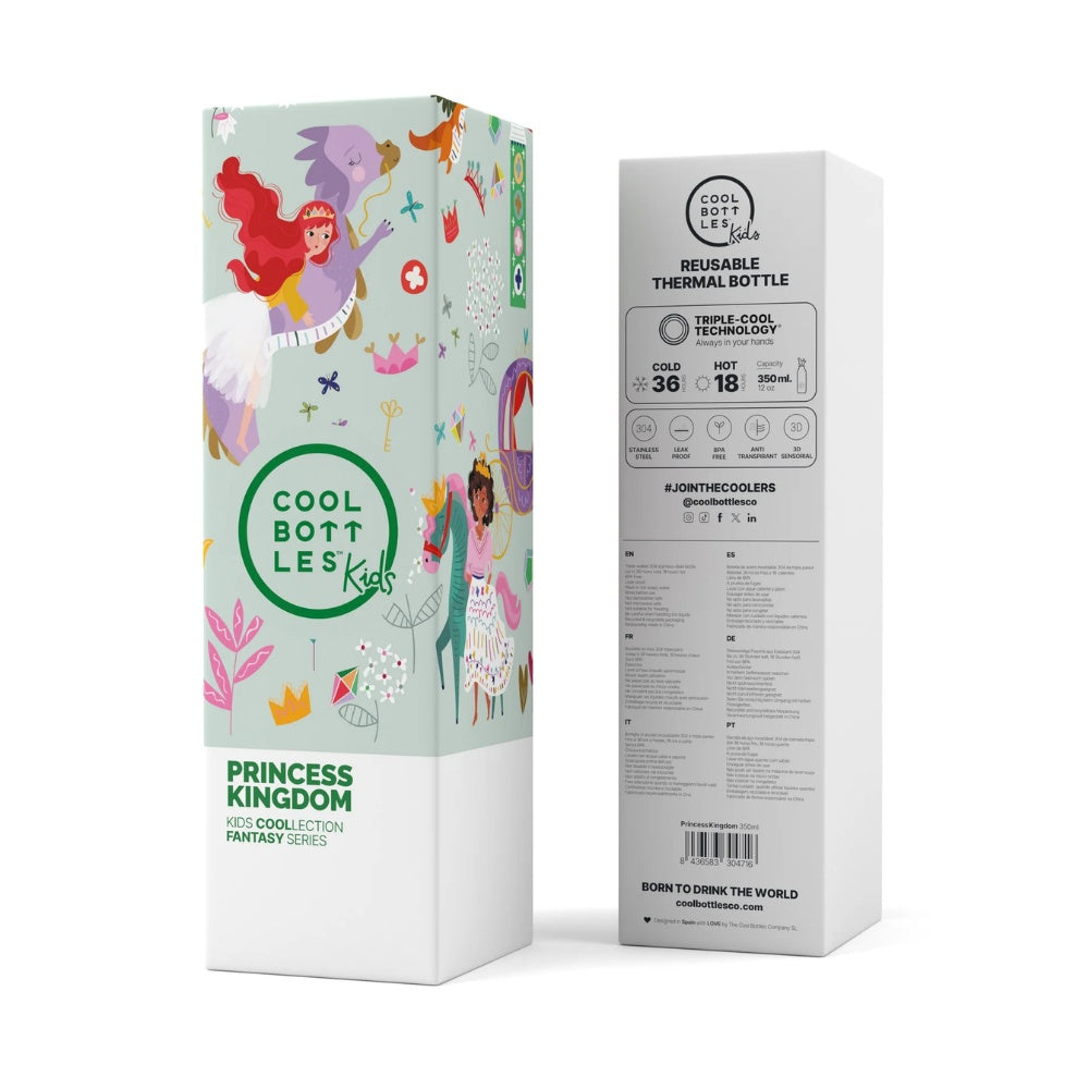 Cool Bottles - Kids Triple-Insulated Water Bottle - Princess Kingdom 350ml