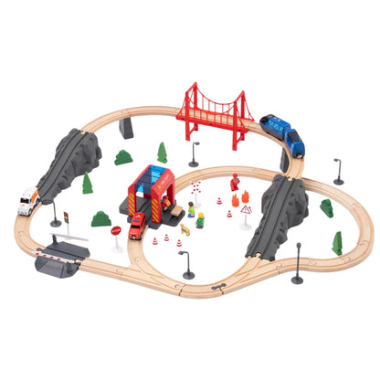 TookyToy - Wooden Train Set - Fire Rescue
