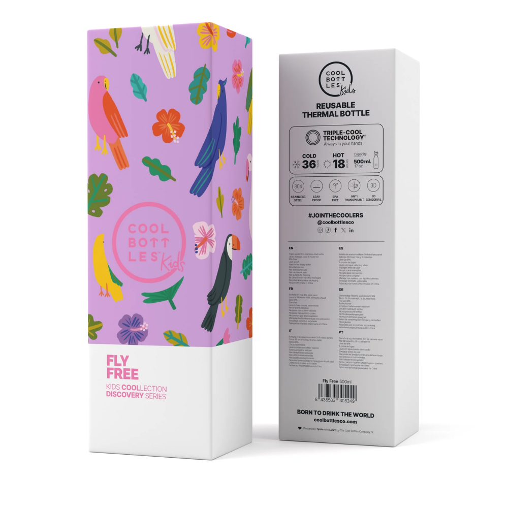 Cool Bottles - Kids Triple-Insulated Water Bottle - Fly Free 500ml