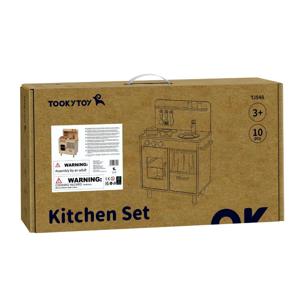 TookyToy - Pretend Play Wooden Kitchen Set with Accessories
