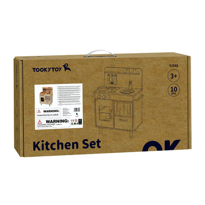 TookyToy - Pretend Play Wooden Kitchen Set with Accessories