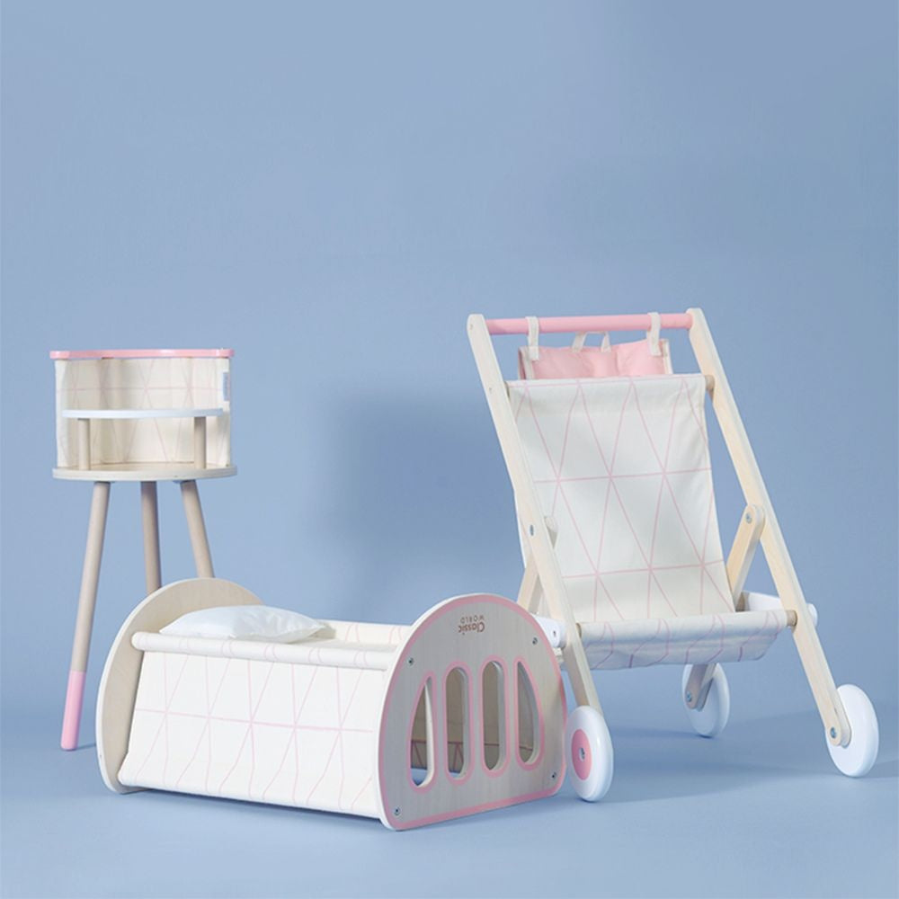 Classic World - Pretend & Play - 2-in-1 Modern Doll Cradle & Bed
