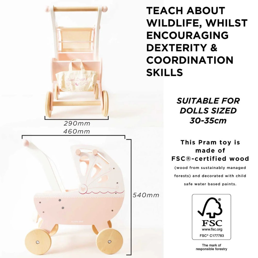 Le Toy Van - Wooden Retro Doll Pram