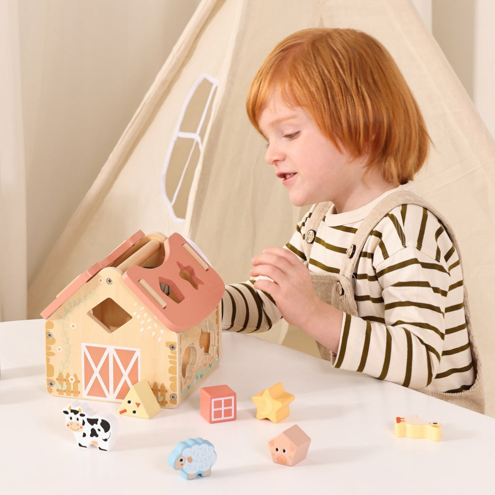 TookyToy - Farmhouse Shape Sorter - Farm Animals Sorting Toy for Toddlers
