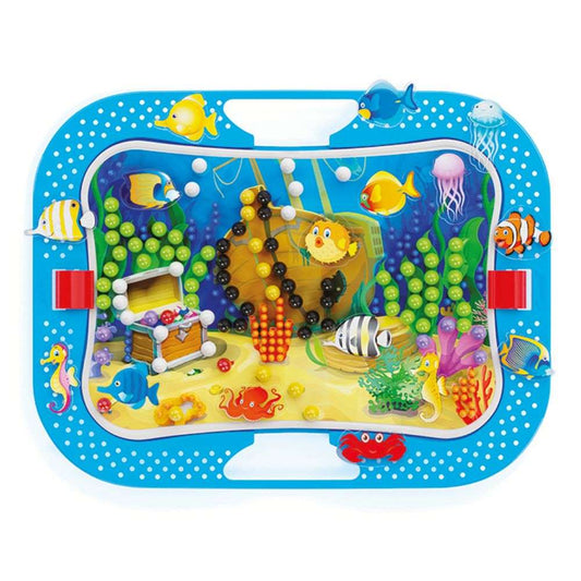 Quercetti - Fun Ocean & Pegs - Sea-Themed Peg Board Activity for Toddlers