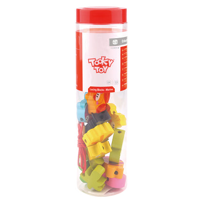 TookyToy - Fine Motor Lacing Blocks - Marine Animals Set