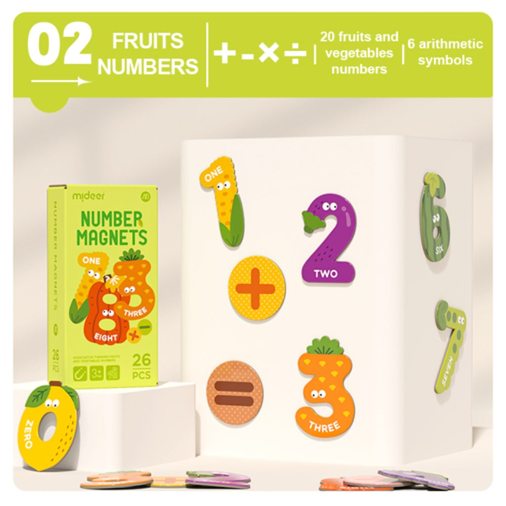 Mideer - Number Magnets - Fruit & Vegetable Number Mangets - 26pcs