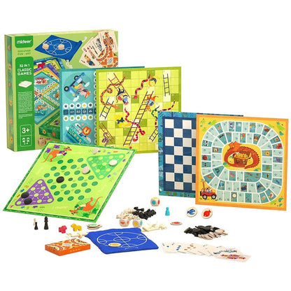 Mideer - 32-in-1 Classic Board Games Set for Kids and Family