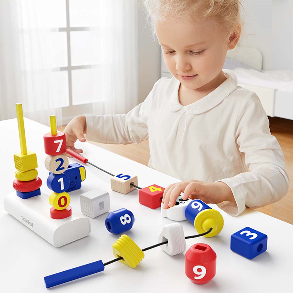 TopBright - 3-in-1 Fine Motor Stacking & Lacing Blocks Toy