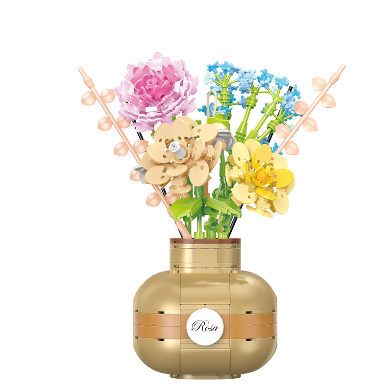 Cogo - Building Block Set - Flower Bouquet in Vase - 542 Pieces - Motherhood