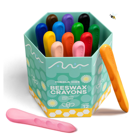 Jar Meló - Easy-Grip Beeswax Crayons - 12 Washable & Non-Toxic Colours
