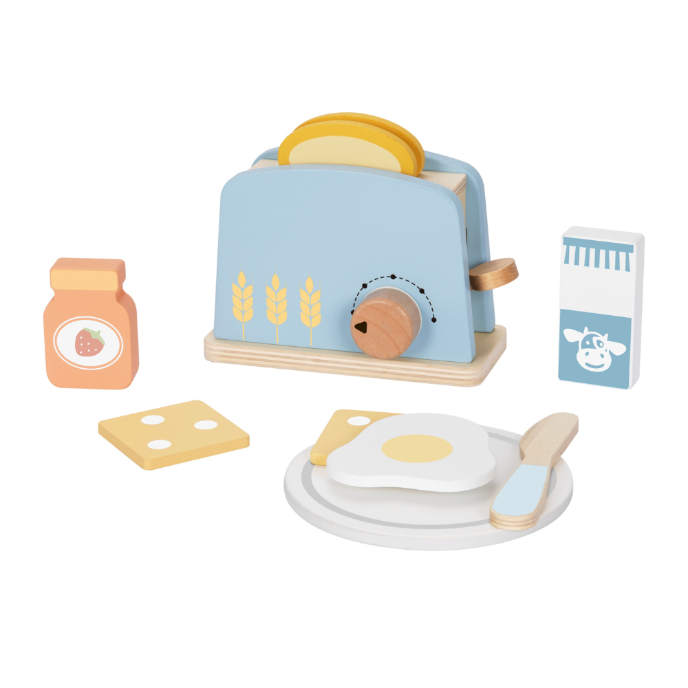 hi Pando - Pretend & Play - Wooden Toaster Breakfast Set - 10pcs