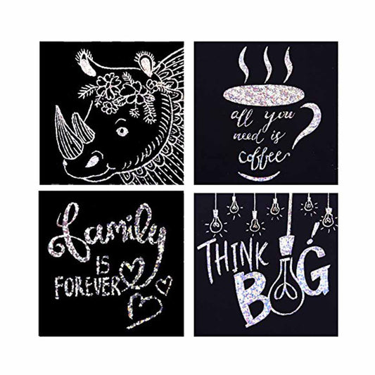 Jar Meló - Scratch Art Paper Notes Set - Silver Hologram Glitter - Motherhood