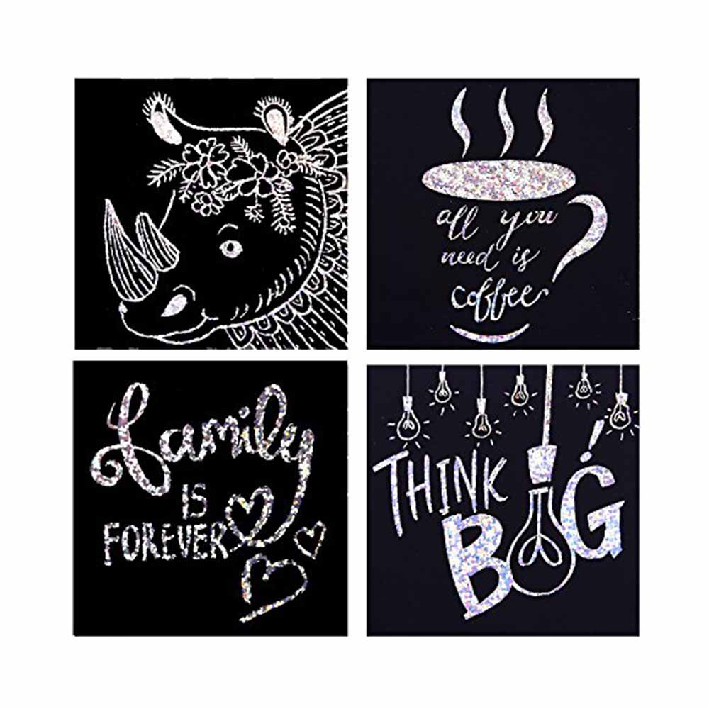 Jar Meló - Scratch Art Paper Notes Set - Silver Hologram Glitter
