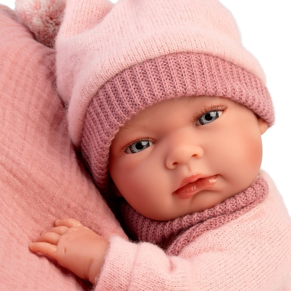 Llorens - Anatomically Correct Baby Girl Doll with Outfit & Pink Cushion: Nica - 40cm