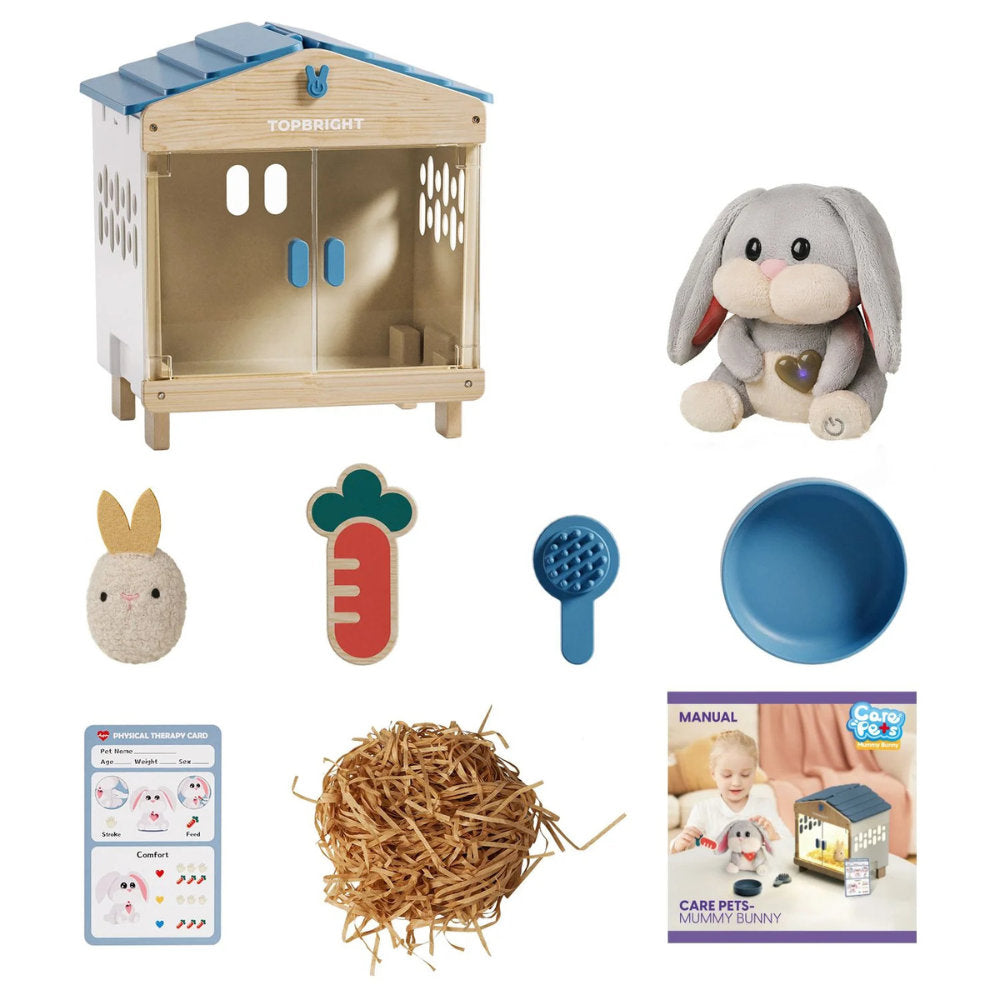 TopBright - Pretend & Play - Interactive Care Bunny Kit with Lights and Sounds - 9pcs