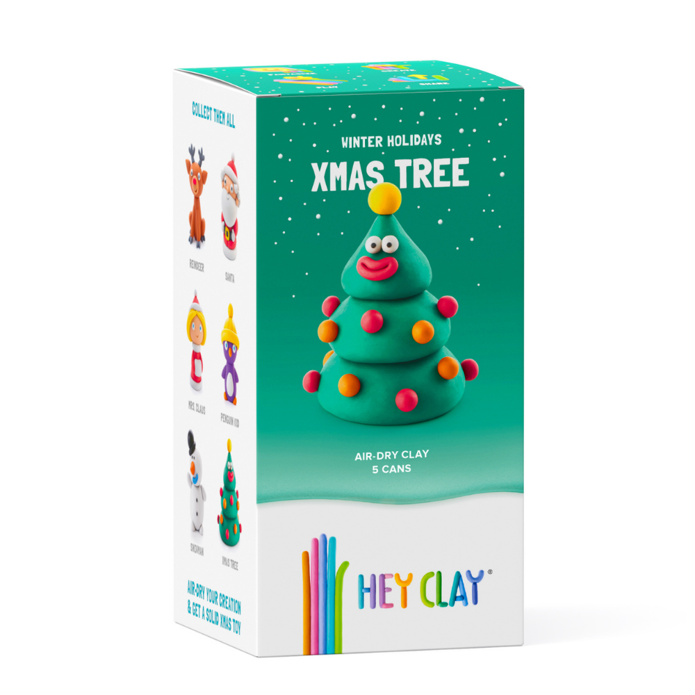 Hey Clay - Modelling Air-Dry Clay with Fun Interactive App - Xmas Tree, Christmas Series, 5 cans