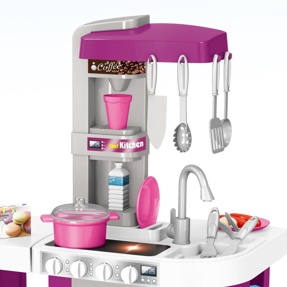 Cogo - Pretend & Play Kitchen Set with Light & Sound Effects - Purple - 53 Pieces