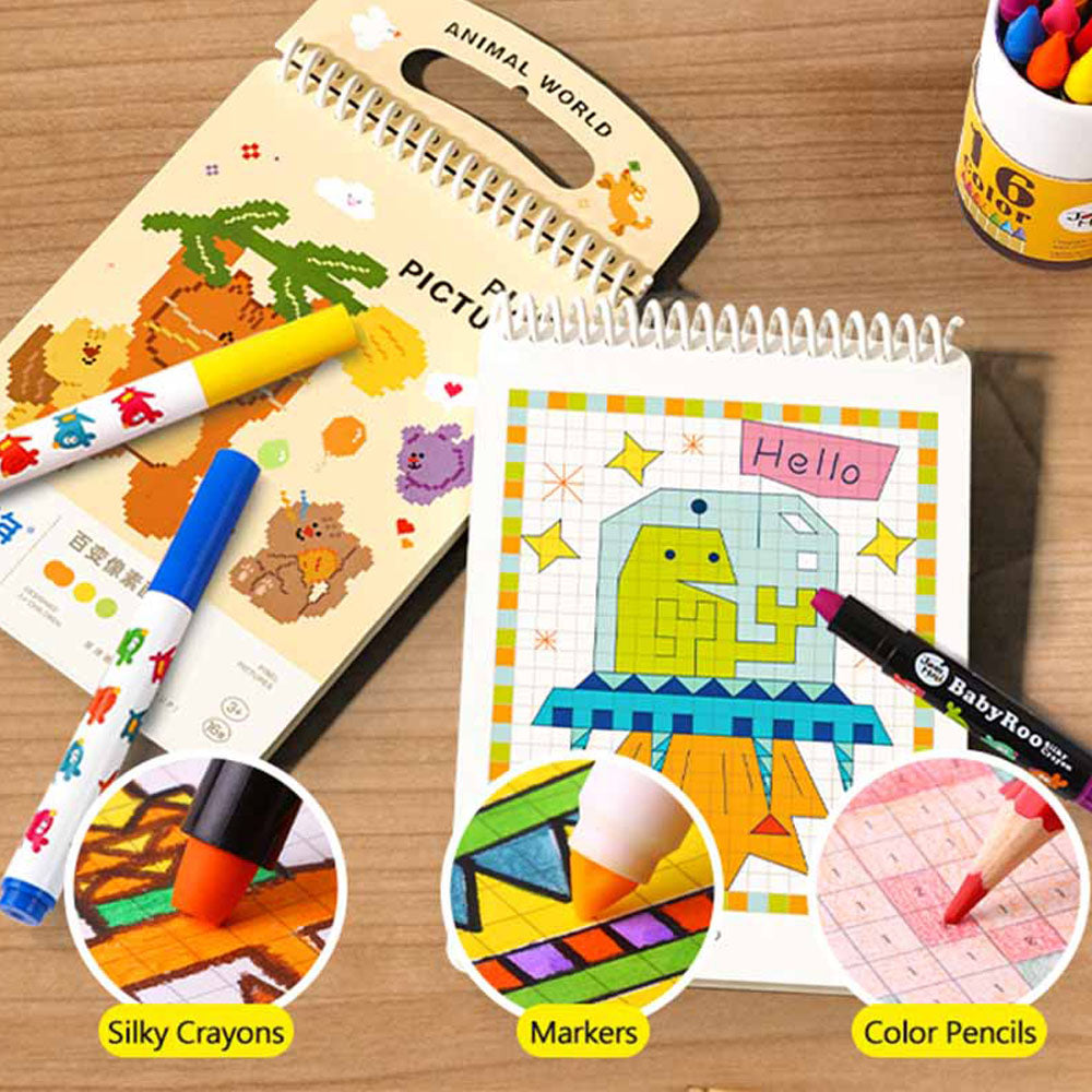 Jar Meló - Pixel Pictures Colouring Book - Animal World - 16 pcs