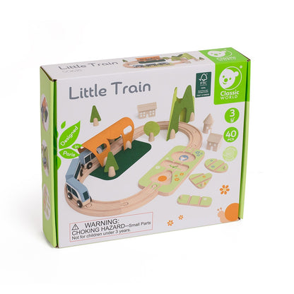 Classic World - Pretend & Play - Wooden Train Set - Forest 40 Piece