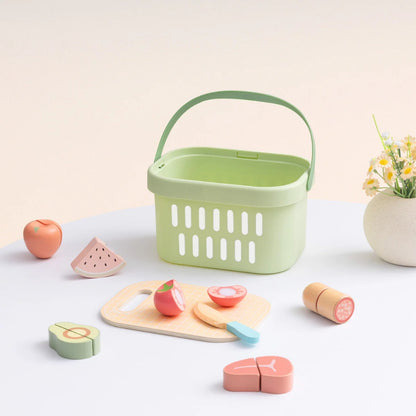 TookyToy - Wooden Cutting Food Play Set in Portable Storage Box - 31 Pieces
