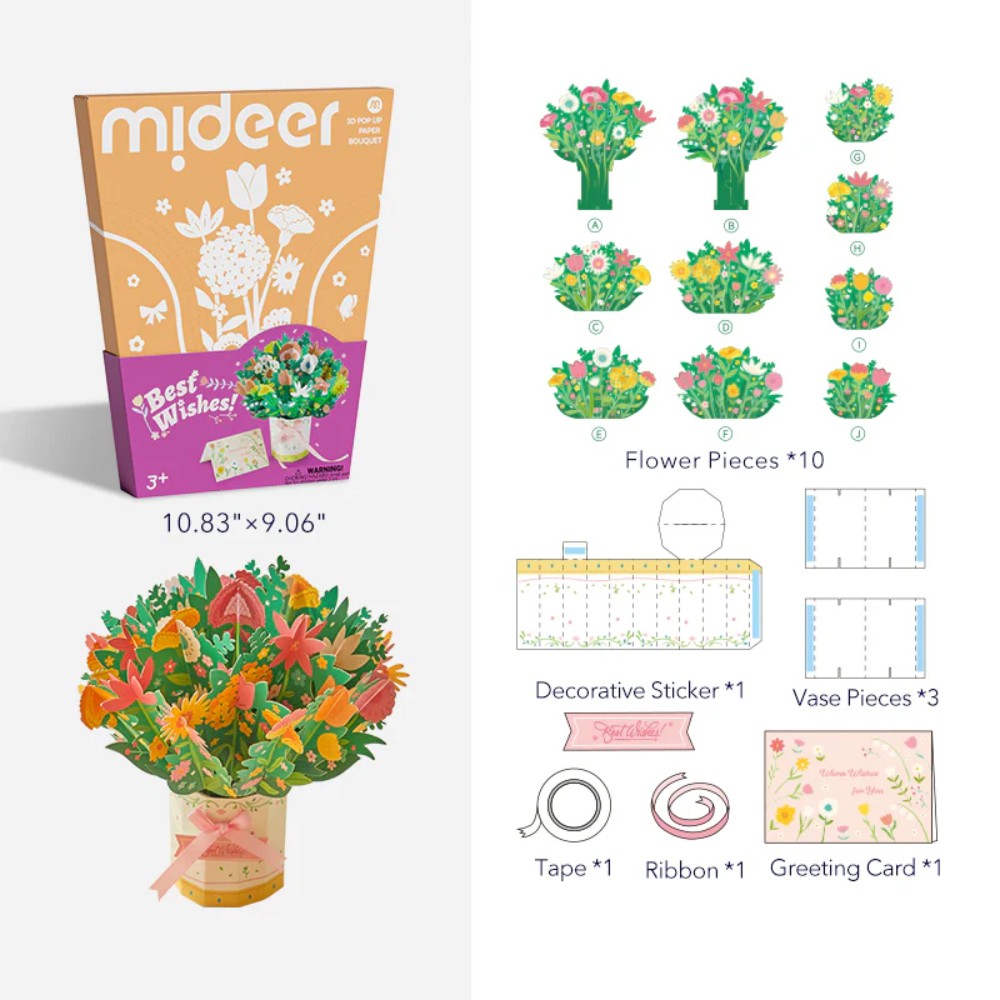 Mideer - Paper Flower Bouquet: 3D Pop-Up Origami Craft Kit