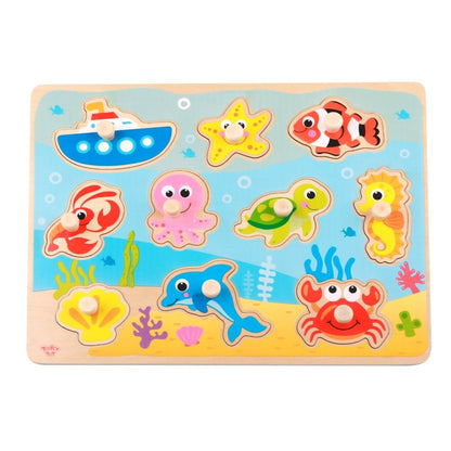 TookyToy - Wooden Ocean Peg Puzzle - 7 Pieces