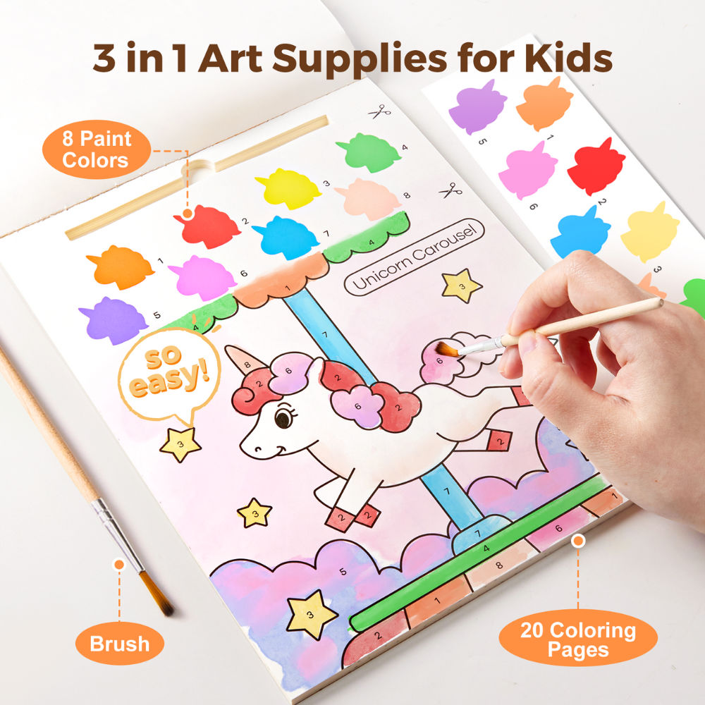 Jar Meló - Watercolour Painting Book - 20 Pages & Paint Brush - Unicorns