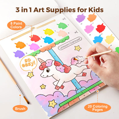 Jar Meló - Watercolour Painting Book - 20 Pages & Paint Brush - Unicorns