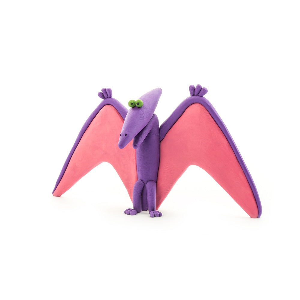 Hey Clay - Modelling Air-Dry Clay with Fun Interactive App - Pterodactylus, Triceratops, Tyrannosaurus, Series Dinos, 6 cans