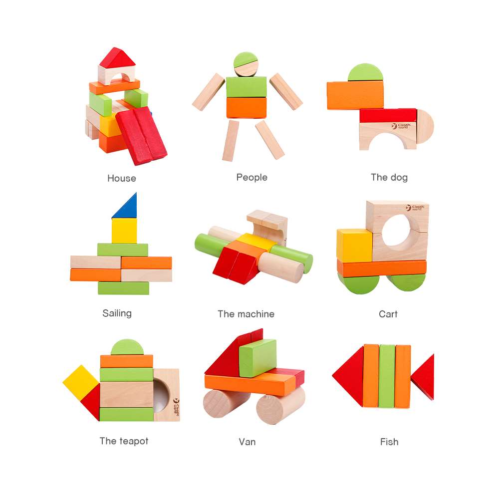 Classic World - Wooden Building Blocks with Sorting Lid - 100pcs