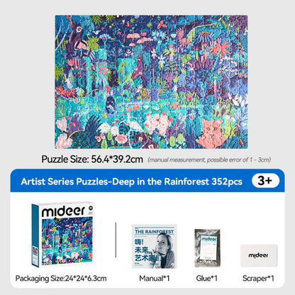Mideer - Artist Puzzle: Into the Forest - 352 Piece Illustrated Nature Jigsaw for Kids
