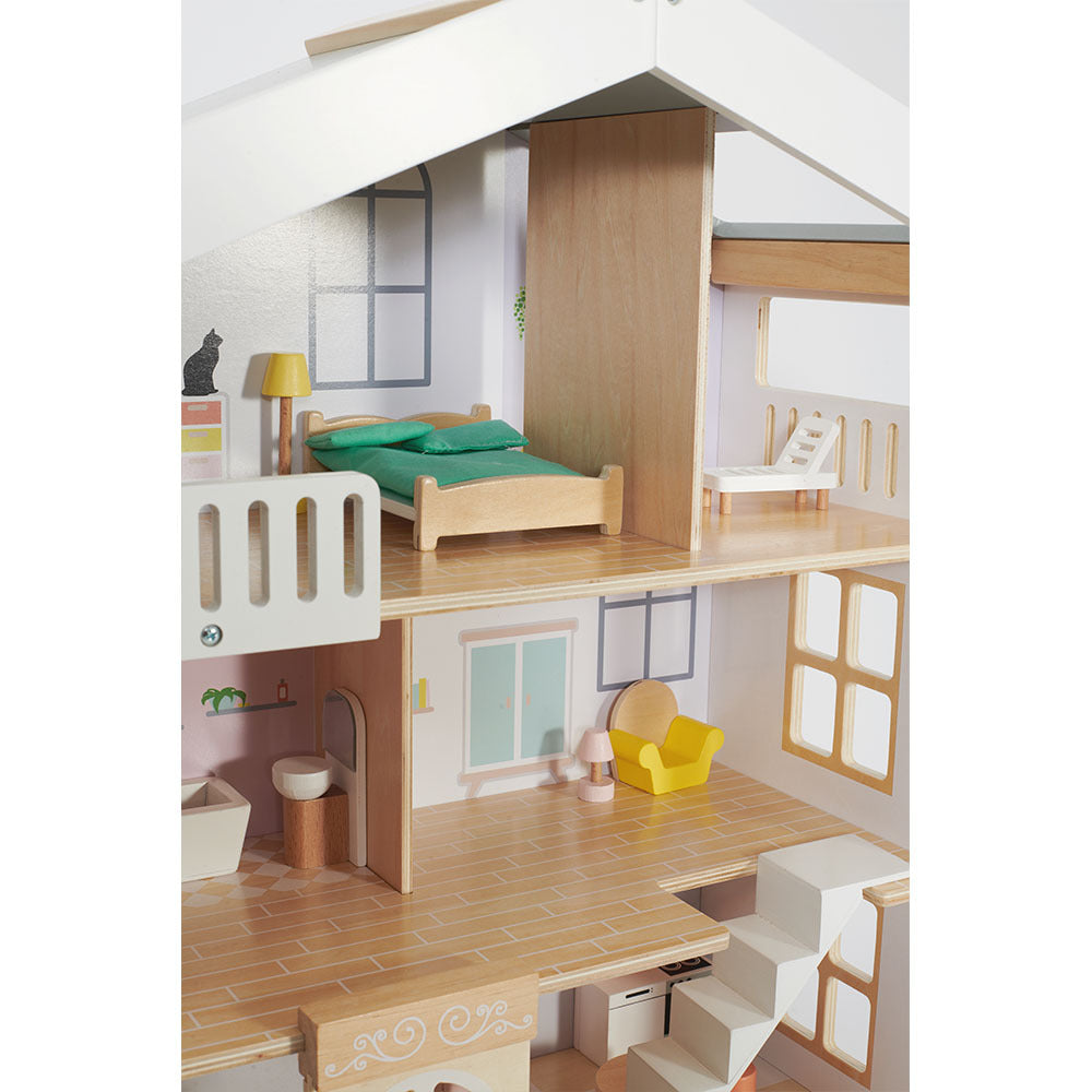 Classic World - Pretend & Play - Happy Villa Dollhouse with Furniture