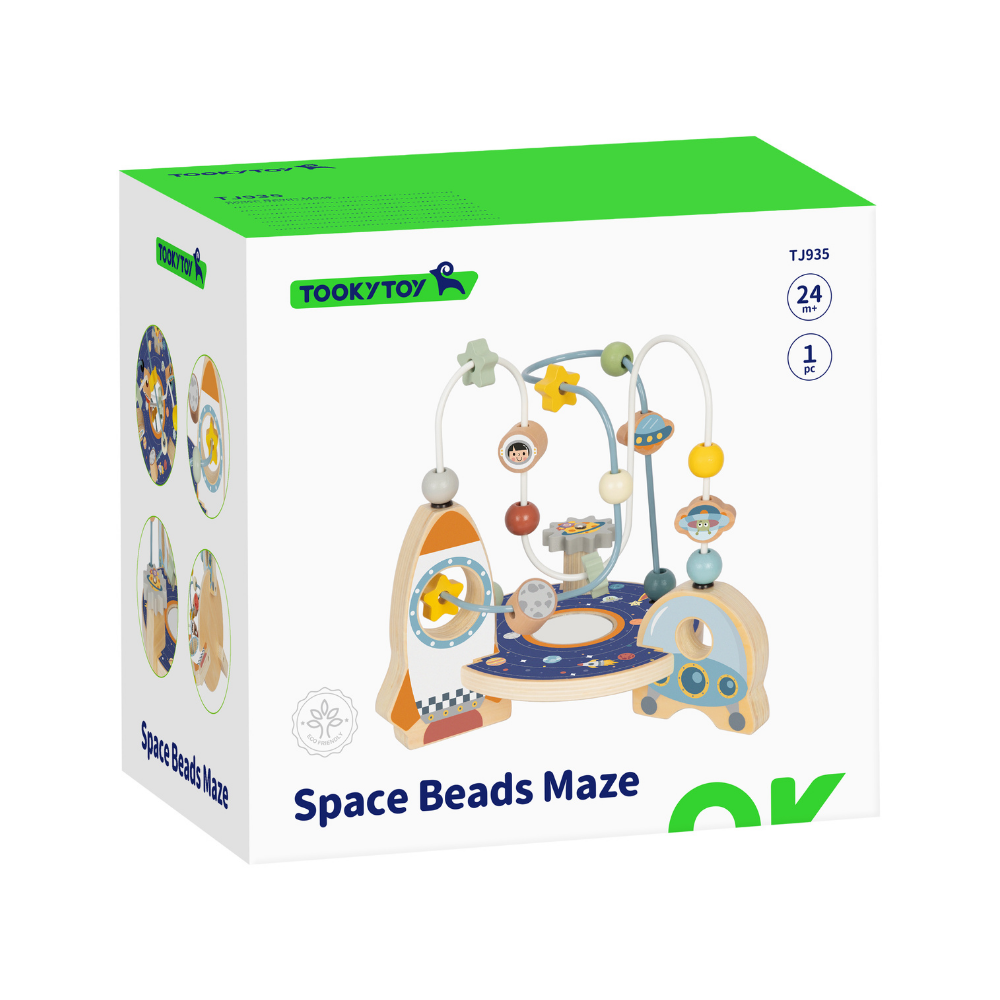 TookyToy - Wooden Bead Maze Acitivty Toy - Space - Motherhood