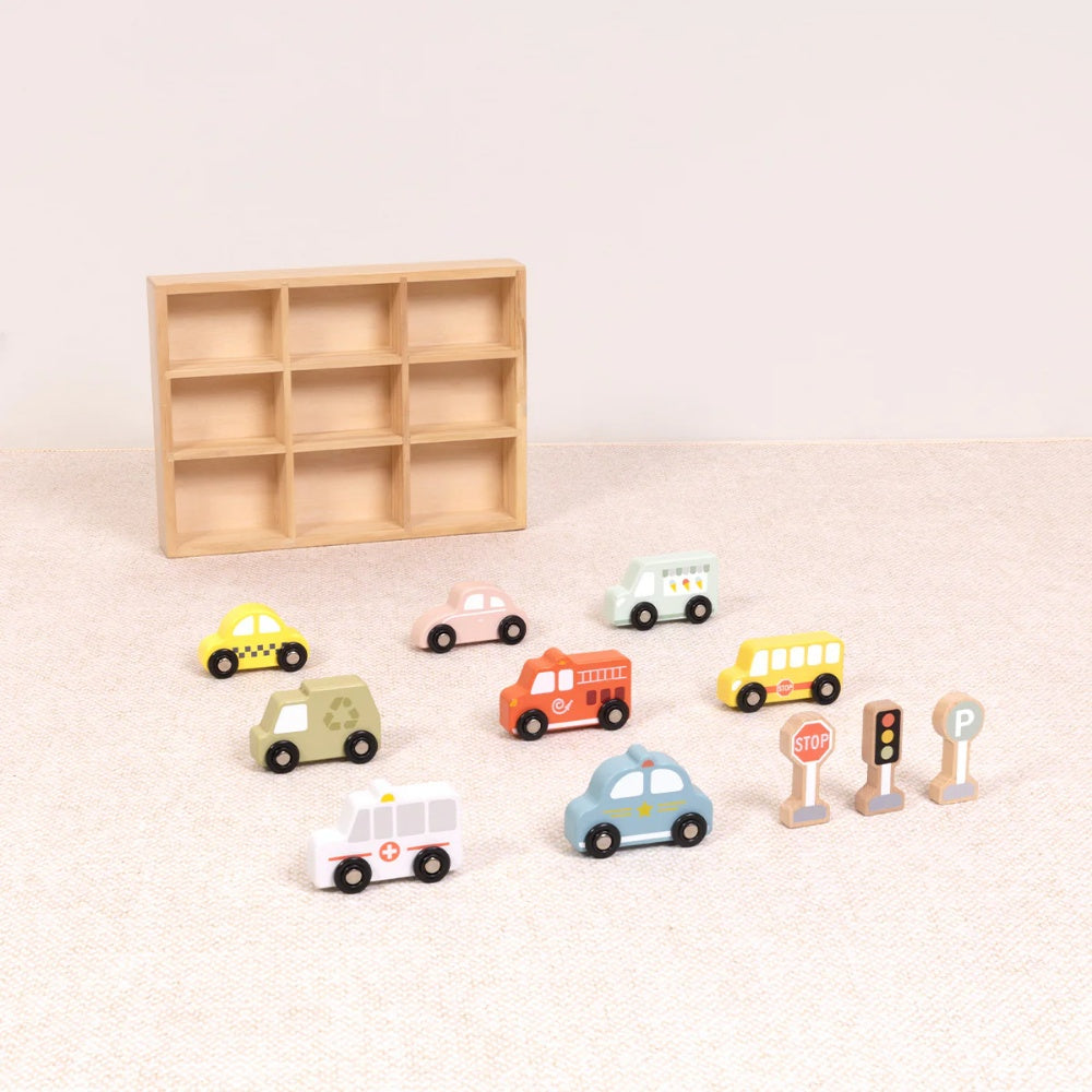 TookyToy - Transportation & Street Sign Set - 12 Piece Pastel Set
