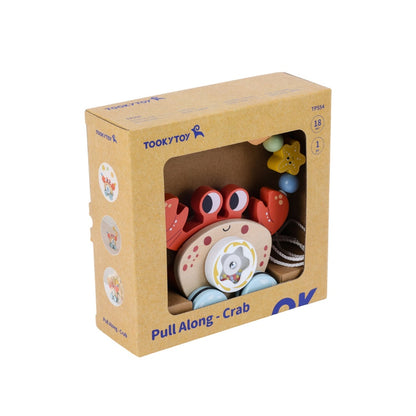 TookyToy - Wooden Pull Along Crab Bead Maze Toy