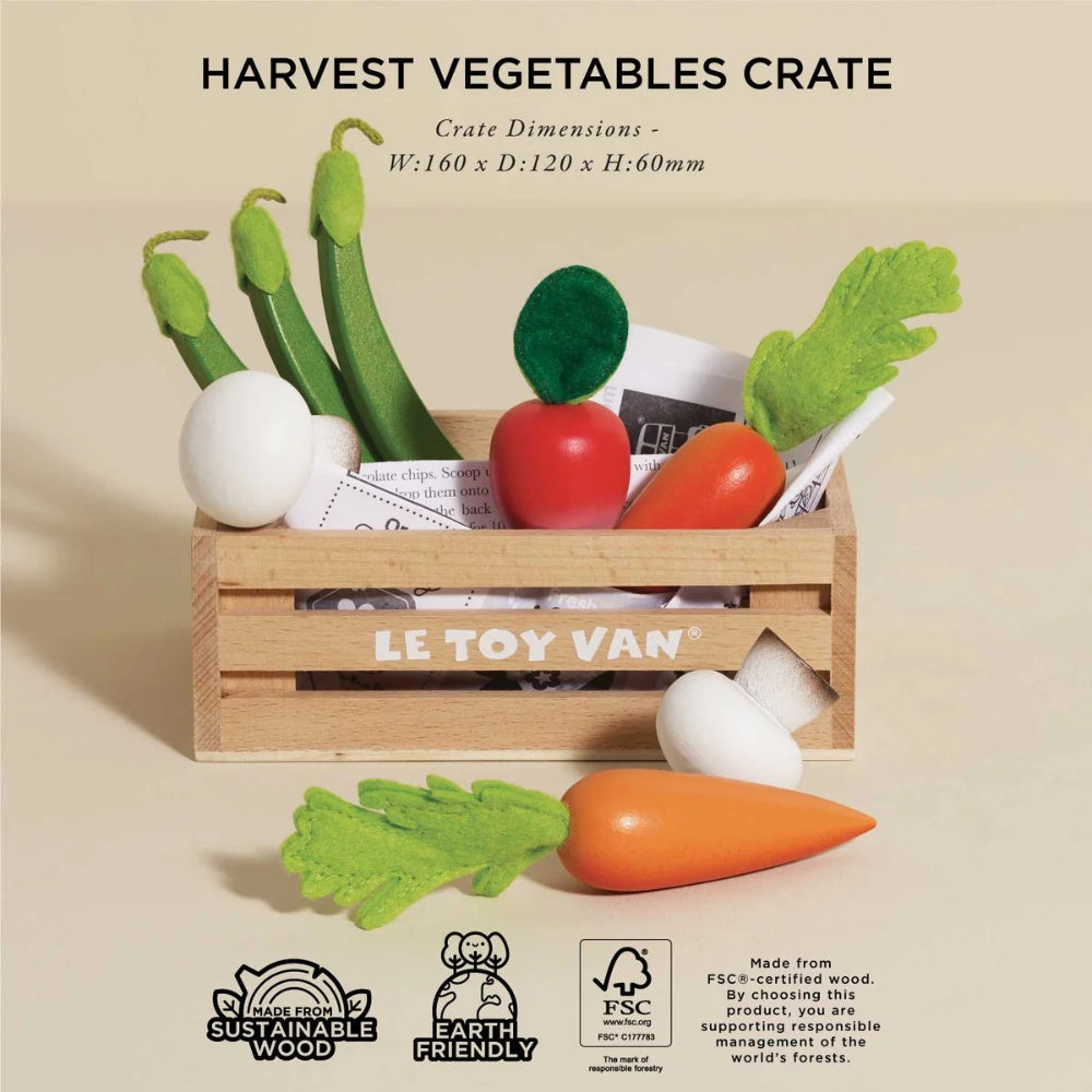 Le Toy Van - Wooden Harvest Vegetables Food Crate - 10pcs