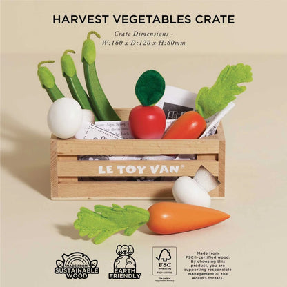 Le Toy Van - Wooden Harvest Vegetables Food Crate - 10pcs
