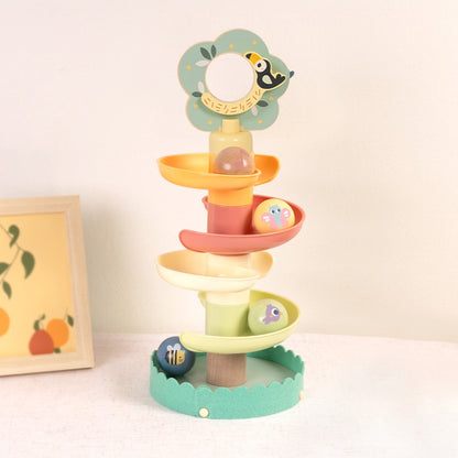 TookyToy - Ball Drop Tree Wooden Activity Toy for Toddlers - 10 Pieces