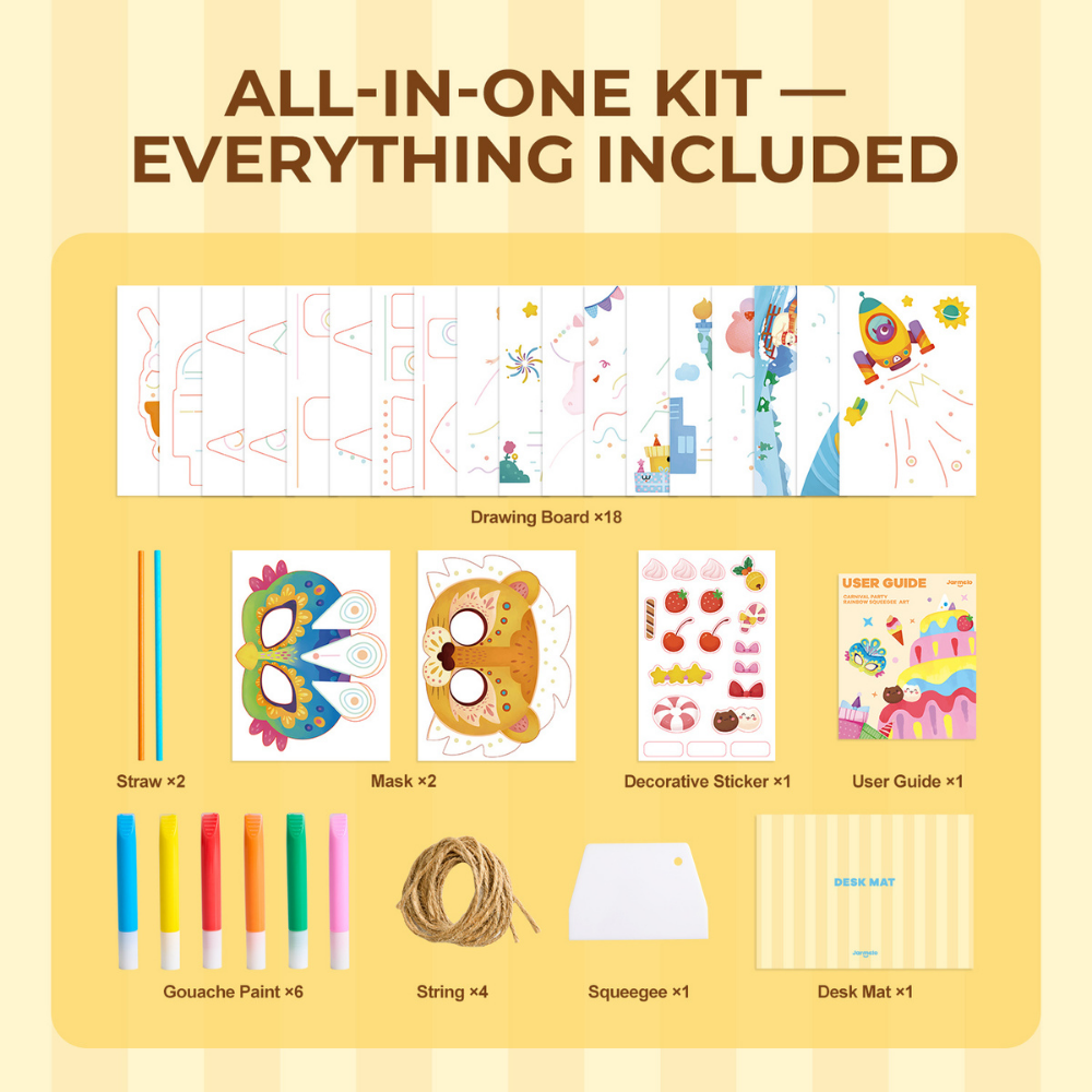 Jar Meló - Carnival Party - Squeegee Painting Arts and Crafts Kit for Kids