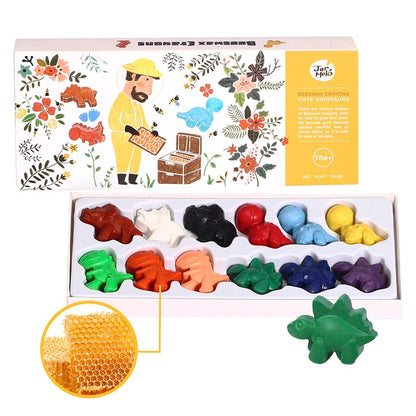Jar Meló - Cute Dinosaur Beeswax Crayons - 12 Washable & Non-Toxic Colours