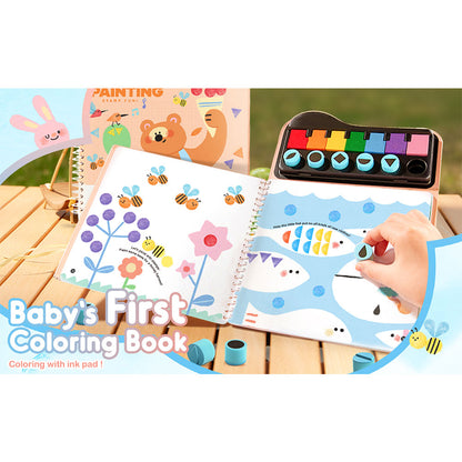Jar Meló - Finger Paint Stamp Book - Colouring Activity with 6 Stamps & Paint Pads