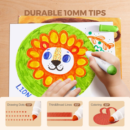 Jar Meló - Washable Markers - 24 Non-Toxic Colours with Conical Tips