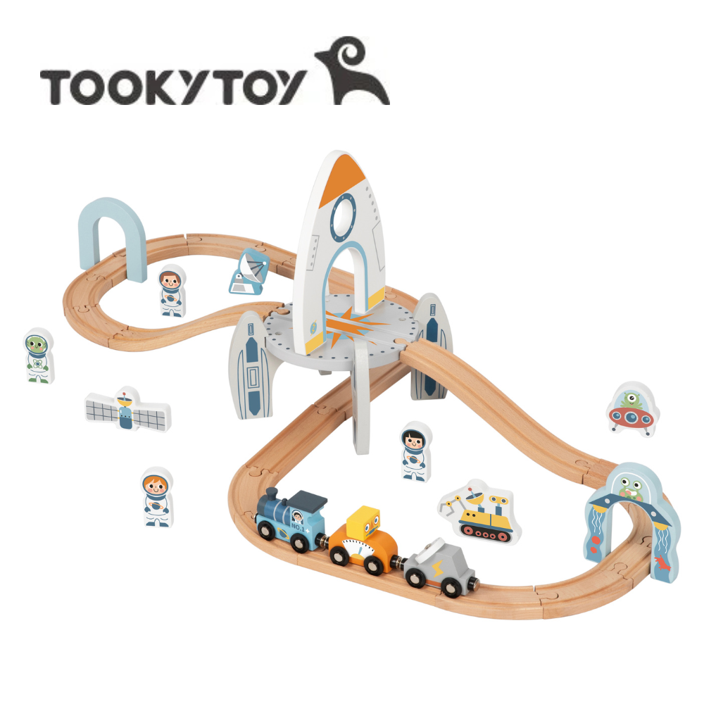 TookyToy - Wooden Space Station Train Toy Set