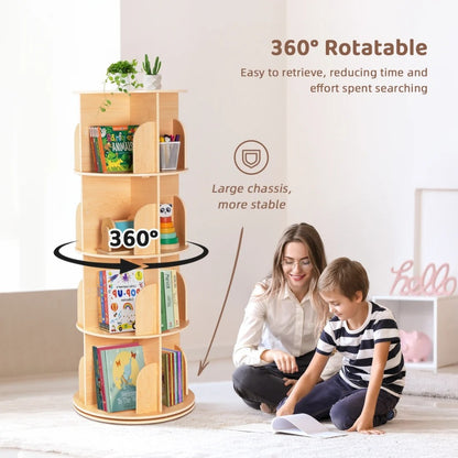 TookyToy - Rotating Bookshelf, Standing Bookcase for Kids Room