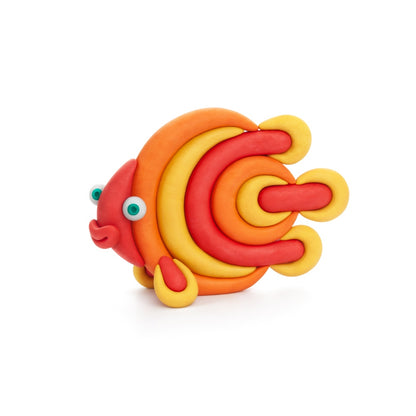 Hey Clay - Modelling Air-Dry Clay with Fun Interactive App - Clownfish, Discus Fish, Eel, Series Ocean, 6 cans